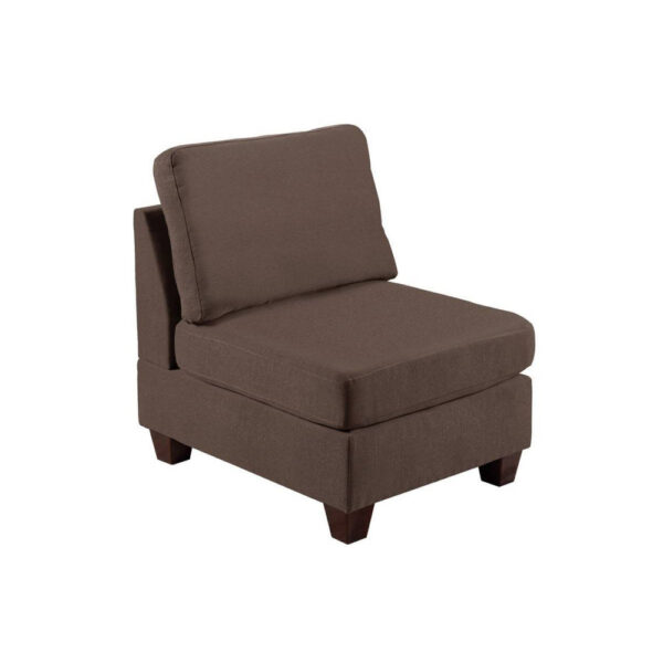 150220266991bb710953a.jpeg Remy 32 Inch Modular Armless Sofa Chair, Soft Brown Chenille, Solid Wood
