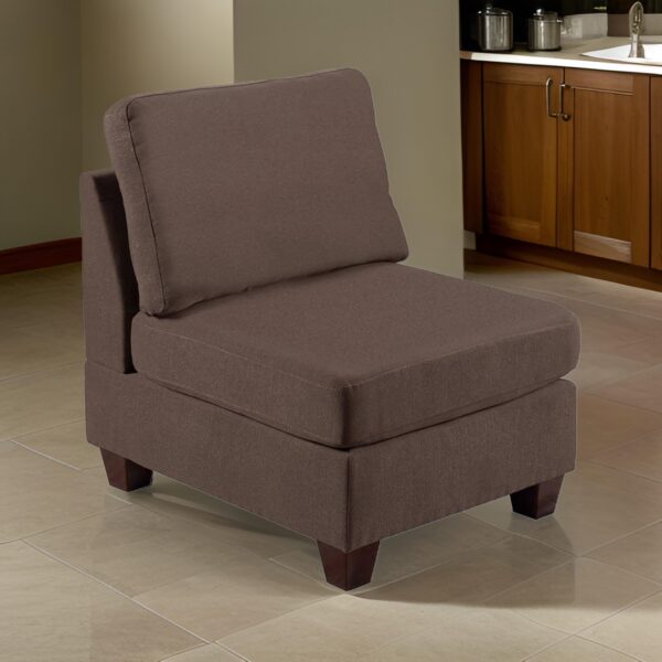 150220266991bb79505b0.jpeg Remy 32 Inch Modular Armless Sofa Chair, Soft Brown Chenille, Solid Wood
