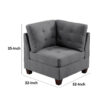 Lemy 32 Inch Modular Corner Sofa Chair, Tufted Gray Upholstery, Solid Wood