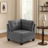 Lemy 32 Inch Modular Corner Sofa Chair, Tufted Gray Upholstery, Solid Wood