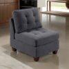Lemy 32 Inch Modular Armless Sofa Chair, Tufted Gray Upholstery, Solid Wood