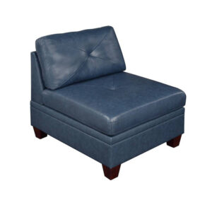 150220266991bbd84ae46.jpeg Samy 37 Inch Modular Armless Sofa Chair, Blue Faux Leather, Solid Wood