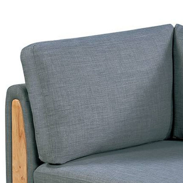 Gimy 37 Inch Modular Corner Sofa Chair, Gray Dorris Upholstery, Wood