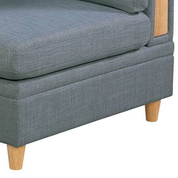 Gimy 37 Inch Modular Corner Sofa Chair, Gray Dorris Upholstery, Wood
