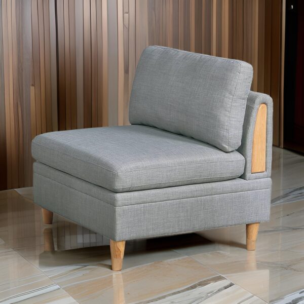 150220266991bc5060469.jpeg Gimy 37 Inch Modular Armless Sofa Chair, Light Gray Dorris Fabric, Wood