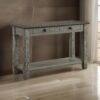 Rome 48 Inch Sofa Table, Rectangular, 2 Drawers, Brown, Gray, Solid Wood
