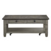 Rome 48 Inch Cocktail Table, 2 Drawers, Casters, Brown and Gray Solid Wood