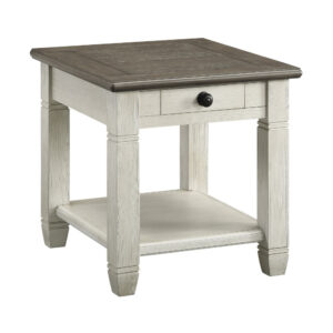 150220266991bd031f939.jpeg Rome 26 Inch Side End Table, Square, 1 Drawer, Brown, White, Solid Wood