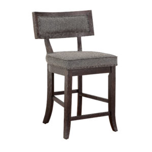 Shan 25 Inch Counter Height Chair, Nailhead Trim, Brown Wood, Set of 2