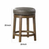 Bara 25 Inch Swivel Counter Stool Gray Round Faux Leather, Brown, Set of 2