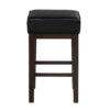 150220266991bd9db5cfd.jpeg Vin 26 Inch Counter Height Stool, Black Faux Leather Seat, Dark Brown, Set of 2