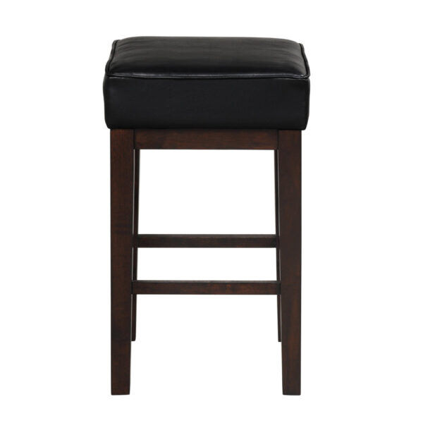 150220266991bd9db5cfd.jpeg Vin 26 Inch Counter Height Stool, Black Faux Leather Seat, Dark Brown, Set of 2