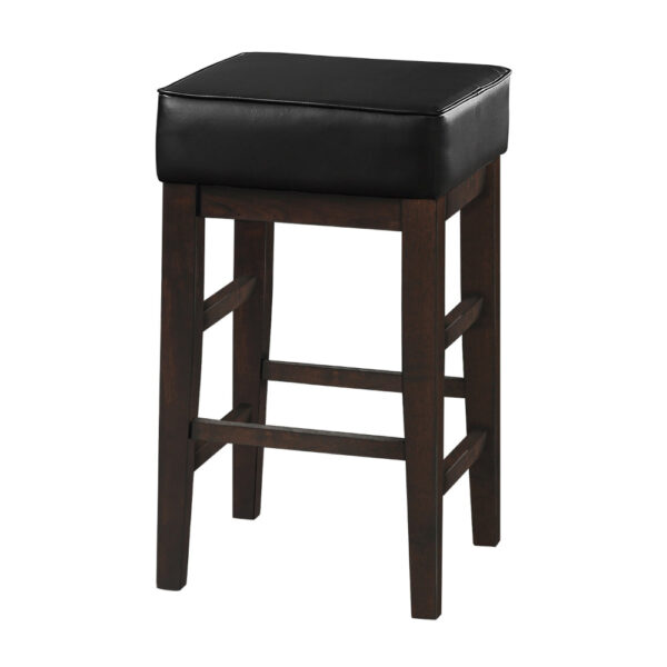150220266991bd9f39ad0.jpeg Vin 26 Inch Counter Height Stool, Black Faux Leather Seat, Dark Brown, Set of 2