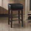 150220266991bda434615.jpeg Vin 26 Inch Counter Height Stool, Black Faux Leather Seat, Dark Brown, Set of 2