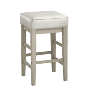 Vin 26 Inch Counter Height Stool, White Faux Leather Seat, Wood, Set of 2