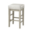 Vin 26 Inch Counter Height Stool, White Faux Leather Seat, Wood, Set of 2