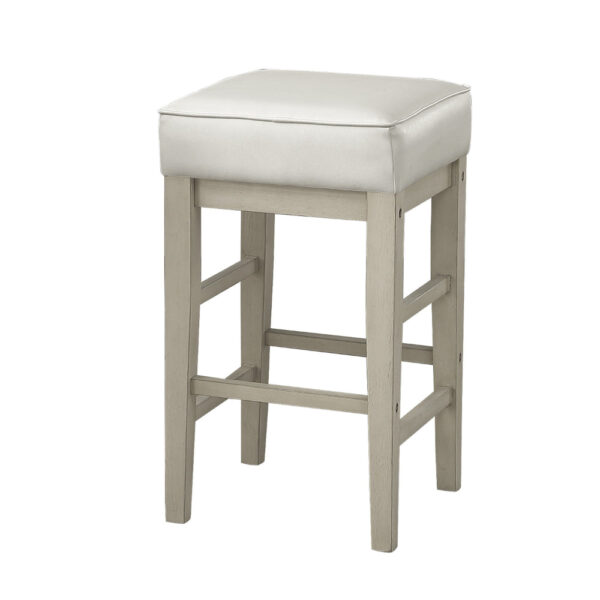 Vin 26 Inch Counter Height Stool, White Faux Leather Seat, Wood, Set of 2