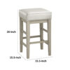 Vin 26 Inch Counter Height Stool, White Faux Leather Seat, Wood, Set of 2