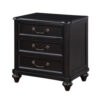 Vix 27 Inch Nightstand, 3 Drawers, Molded Design Pewter Drop Handles, Black
