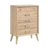 150220266991bdf440801.jpeg Kali 49 Inch Tall Dresser Chest, 5 Drawers, Nickel Handles, Oak Brown Wood