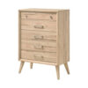 150220266991bdf98afcc.jpeg Kali 49 Inch Tall Dresser Chest, 5 Drawers, Nickel Handles, Oak Brown Wood