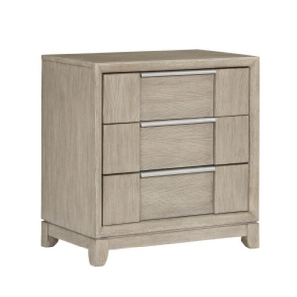 150220266991be3c410d5.jpeg Owen 29 Inch Nightstand, 3 Drawers, USB Charging Port, Light Beige Wood