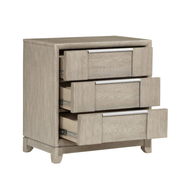 150220266991be3f550db.jpeg Owen 29 Inch Nightstand, 3 Drawers, USB Charging Port, Light Beige Wood