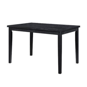 Andy 48 Inch Dining Table, 4 Seater, Rectangular Top, Black Solid Wood