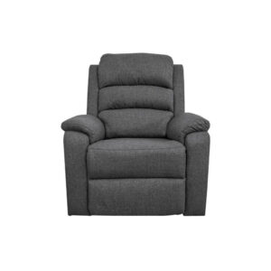 150220266991bfd260043.jpeg Fery 36 Inch Manual Recliner Chair, Gray Burlap, Cushioned Seat, Solid Wood