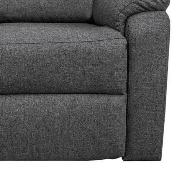 Fery 36 Inch Manual Recliner Chair, Gray Burlap, Cushioned Seat, Solid Wood