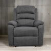 Fery 36 Inch Manual Recliner Chair, Gray Burlap, Cushioned Seat, Solid Wood
