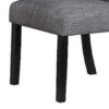Jie 25 Inch Dining Chairs, Set of 2, Tufted Gray Upholstery, Rolled Top, Black Wood