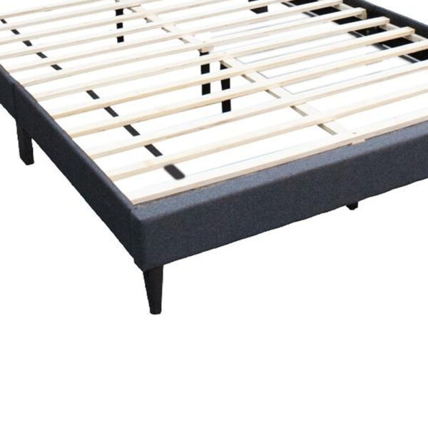 Nny Queen Size Bed with Tufted Headboard, Charcoal Burlap Upholstery, Wood