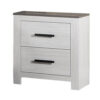 Kopa 26 Inch Nightstand with 2 Drawers, Black Handles, White Wood Finish
