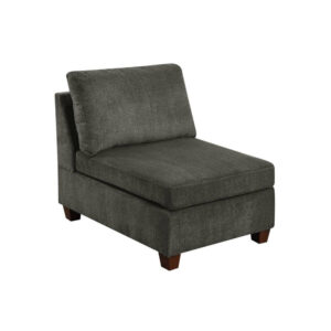 150220266991c0b95e8d8.jpeg Remy 37 Inch Modular Armless Chair, Soft Gray Chenille, Solid Pine Wood