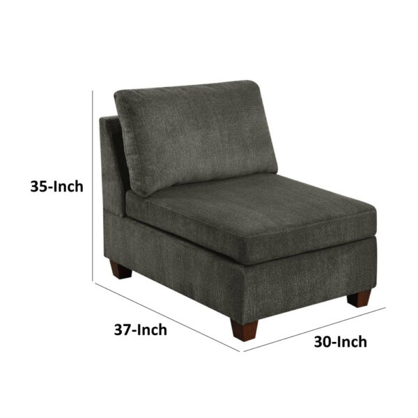 150220266991c0c38301d.jpeg Remy 37 Inch Modular Armless Chair, Soft Gray Chenille, Solid Pine Wood