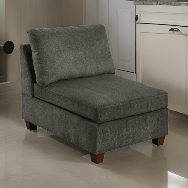 150220266991c0c642ee4.jpeg Remy 37 Inch Modular Armless Chair, Soft Gray Chenille, Solid Pine Wood