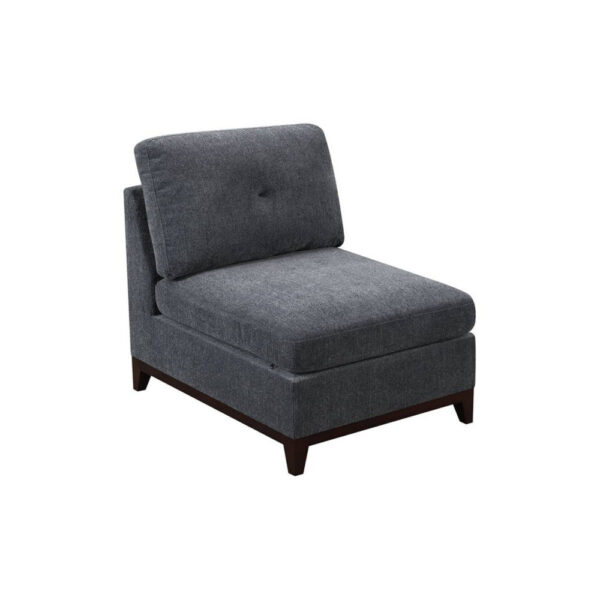150220266991c138b4292.jpeg Jemy 37 Inch Modular Armless Chair, Cushioned Dark Gray Chenille Solid Wood