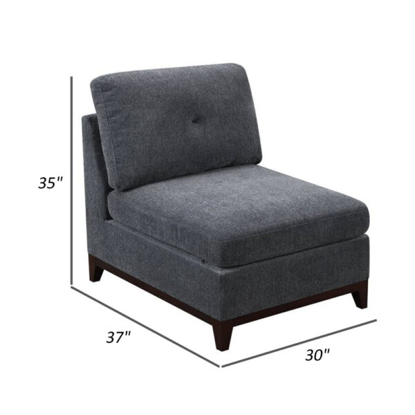 150220266991c146c089e.jpeg Jemy 37 Inch Modular Armless Chair, Cushioned Dark Gray Chenille Solid Wood