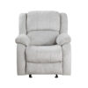 Chris 38 Inch Manual Glider Recliner Chair, Solid Wood, Light Gray Chenille