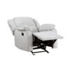 Chris 38 Inch Manual Glider Recliner Chair, Solid Wood, Light Gray Chenille