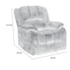 Chris 38 Inch Manual Glider Recliner Chair, Solid Wood, Light Gray Chenille