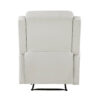 Kim 38 Inch Manual Recliner Chair, Off White Faux Leather, Solid Wood