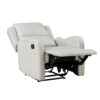 Kim 38 Inch Manual Recliner Chair, Off White Faux Leather, Solid Wood