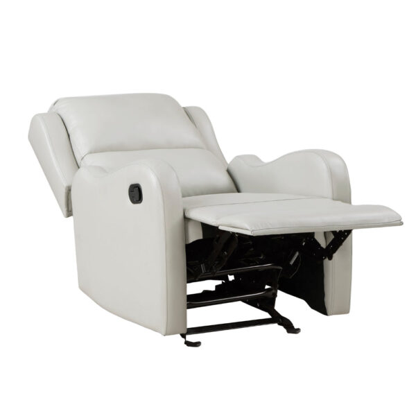 150220266991c2a6a3f45.jpeg Kim 39 Inch Glider Manual Recliner Chair, Off White Faux Leather