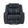 Louise 40 Inch Swivel Glider Manual Recliner Chair, Blue Faux Leather