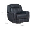 Louise 40 Inch Swivel Glider Manual Recliner Chair, Blue Faux Leather
