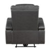 Emily 38 Inch Power Recliner Chair, Cooling Cupholder, LED, Gray PU Leather