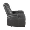 Emily 38 Inch Power Recliner Chair, Cooling Cupholder, LED, Gray PU Leather