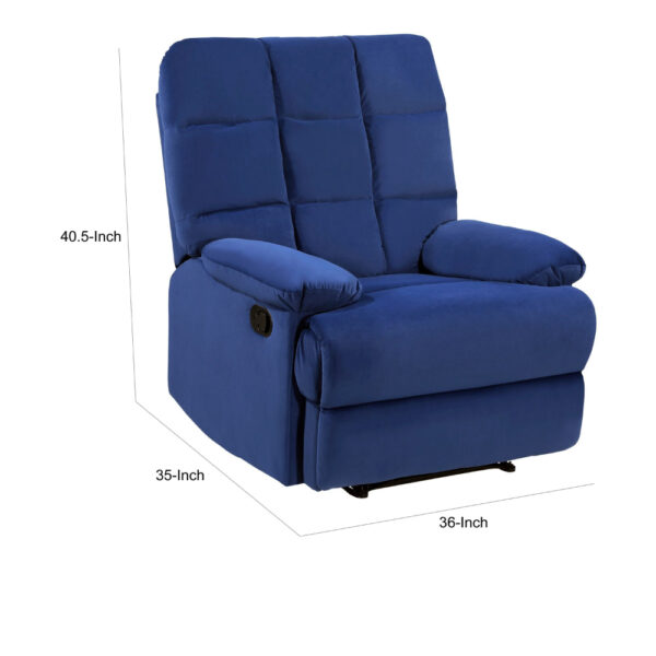 150220266991c320b6947.jpeg Patty 36 Inch Manual Recliner Chair, Cushioned, Blue Velvet, Solid Wood